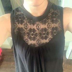 Lace high neckline - Black blouse